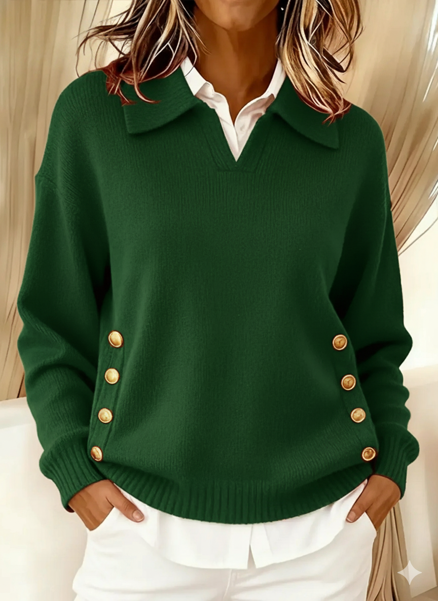 Vicenta button polo sweater for women