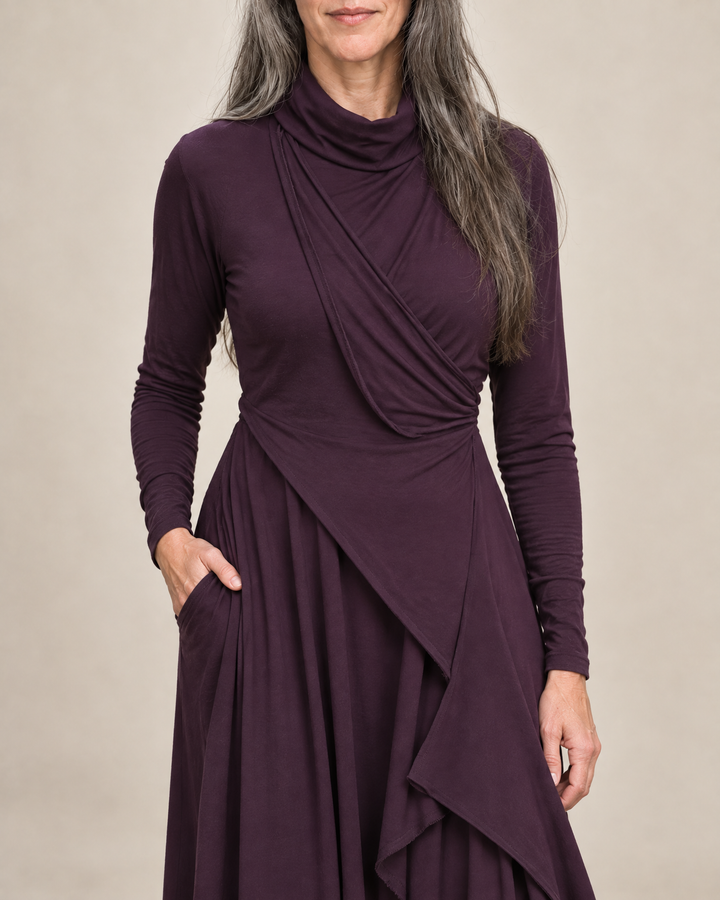 Sylvana draped turtleneck maxi dress for women