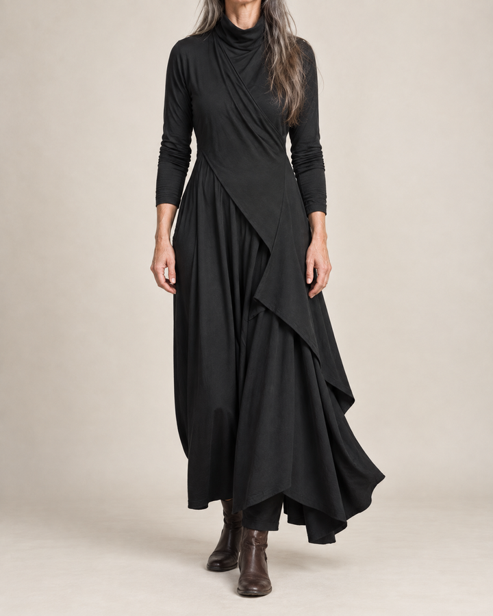 Sylvana draped turtleneck maxi dress for women