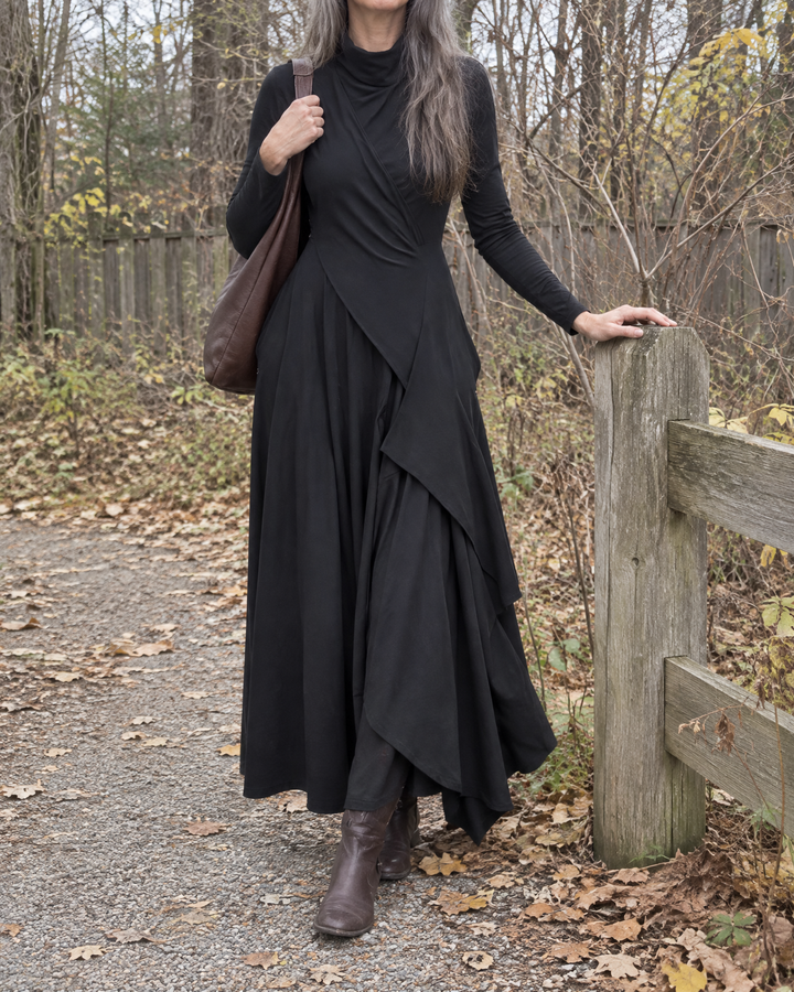 Sylvana draped turtleneck maxi dress for women