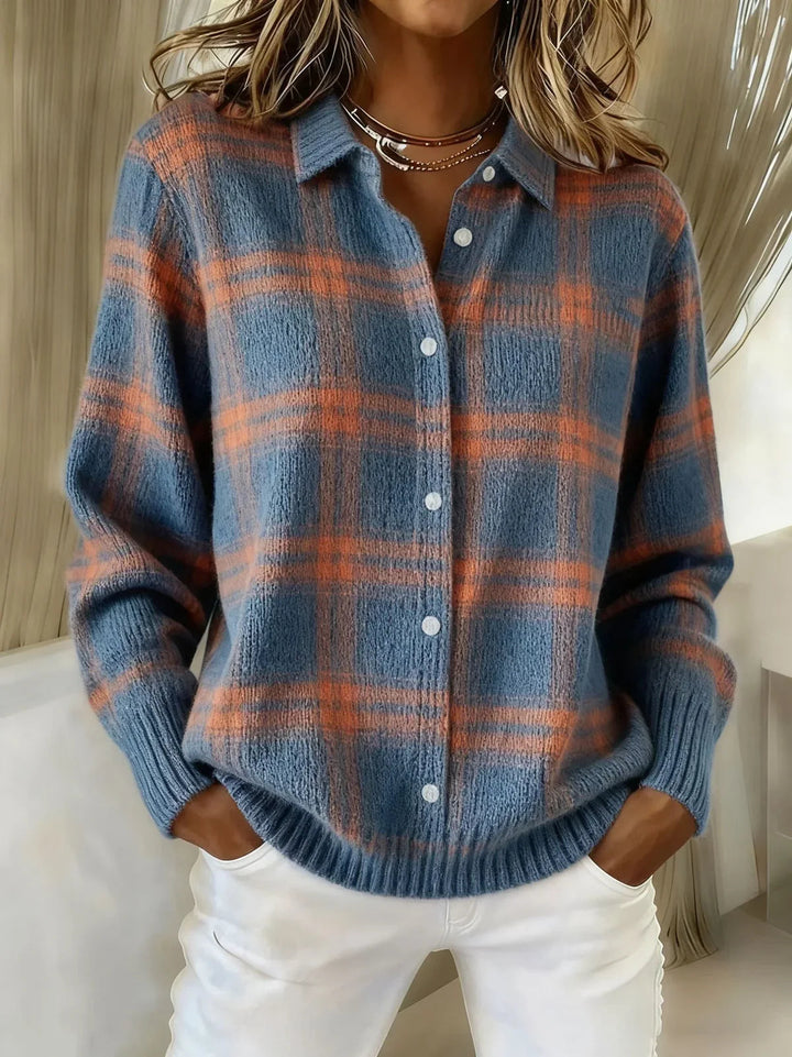 Candela checked shirt cardigan for women