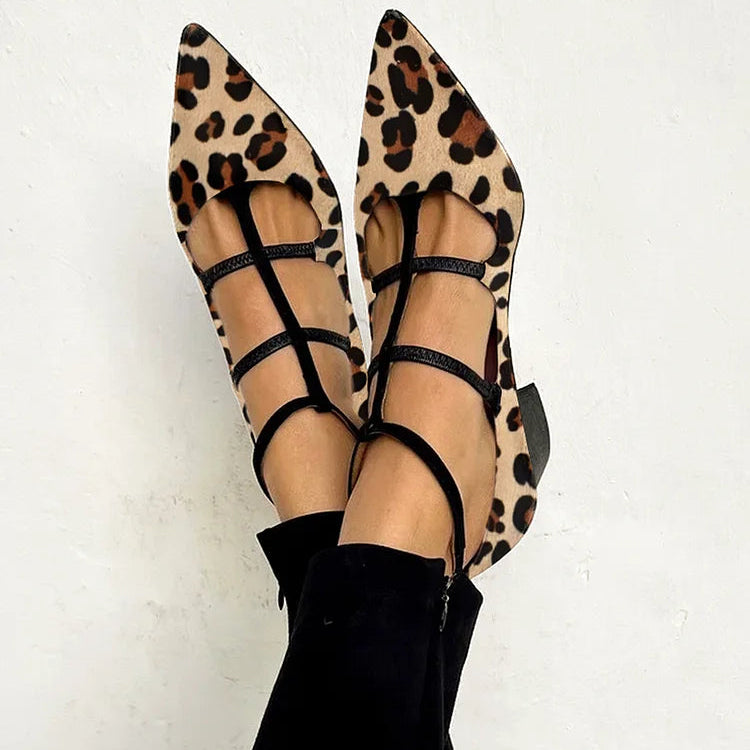 Bridget leopard strap heeled shoes for women