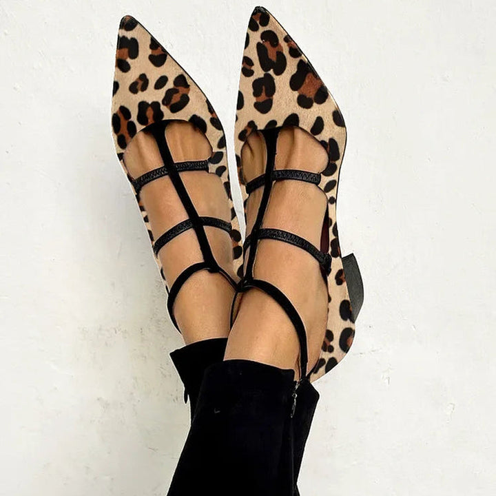 Bridget leopard strap heeled shoes for women