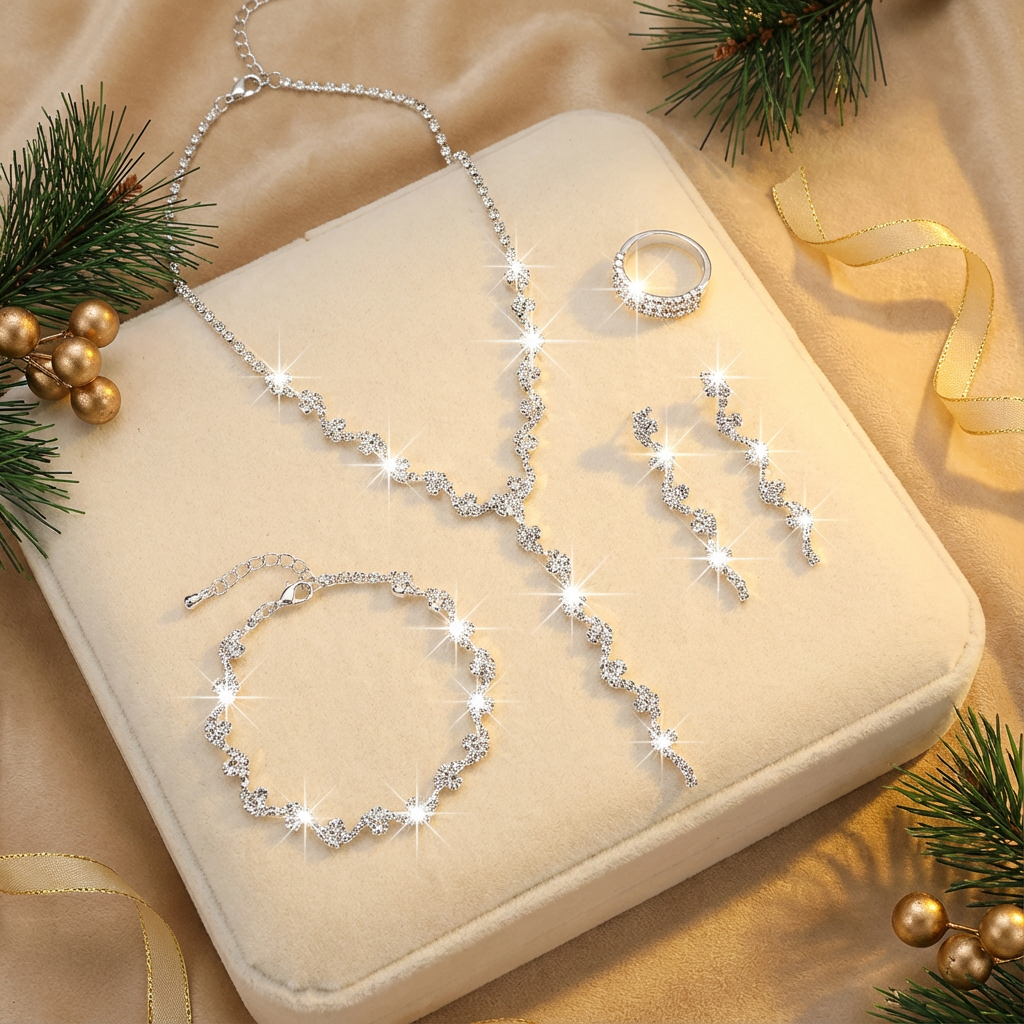 Valerine | High-End Sparkle Flower Jewelry Set