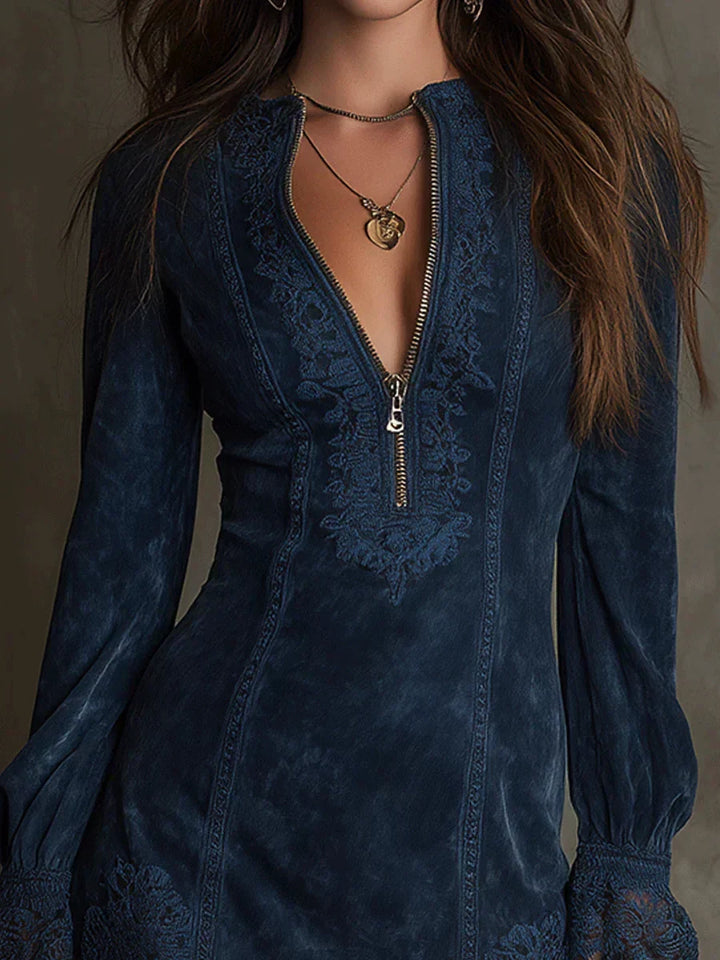 Jasmine Blue Lace Mini Dress – Effortlessly Flirty &amp; Elegant