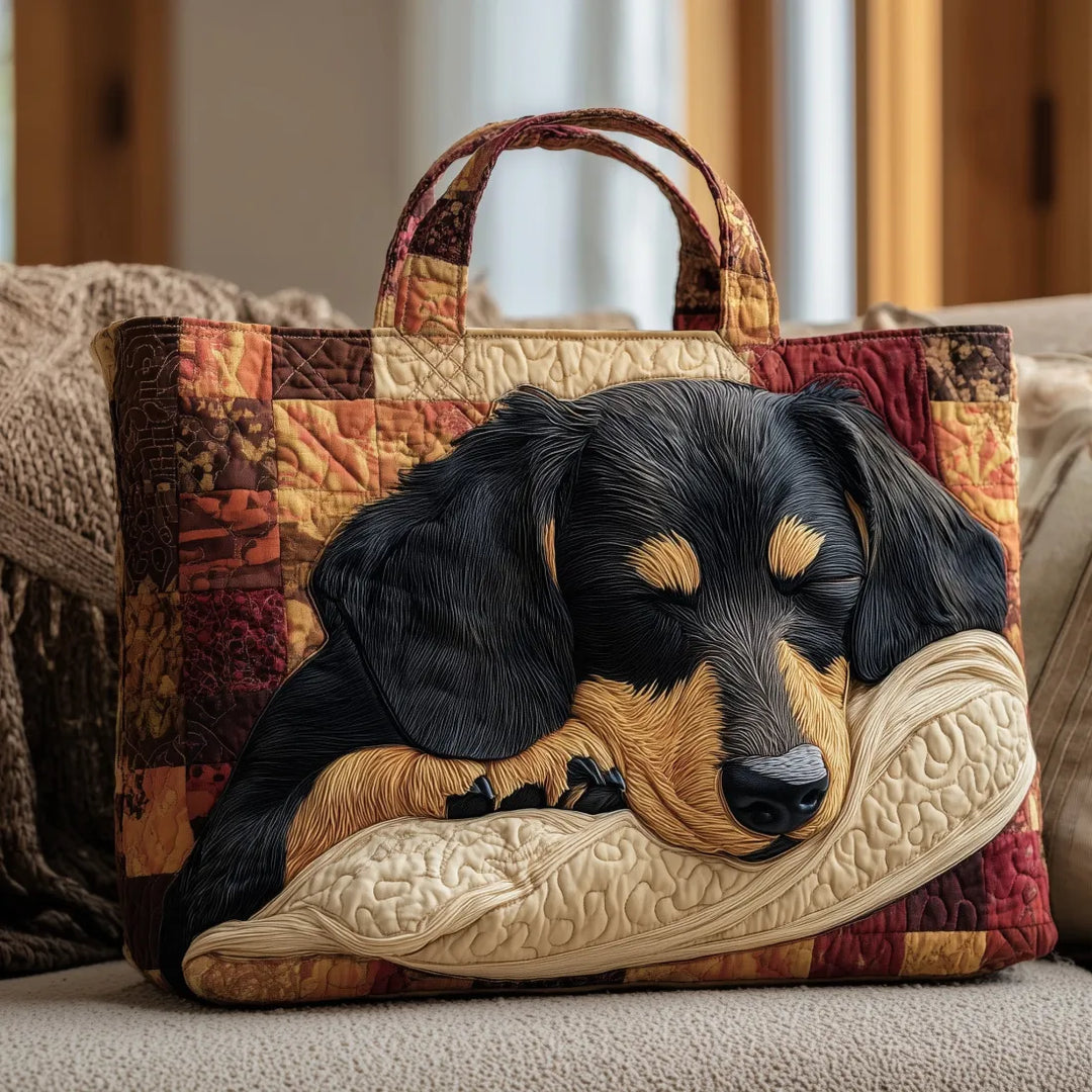 Dachshund quilted tote for women