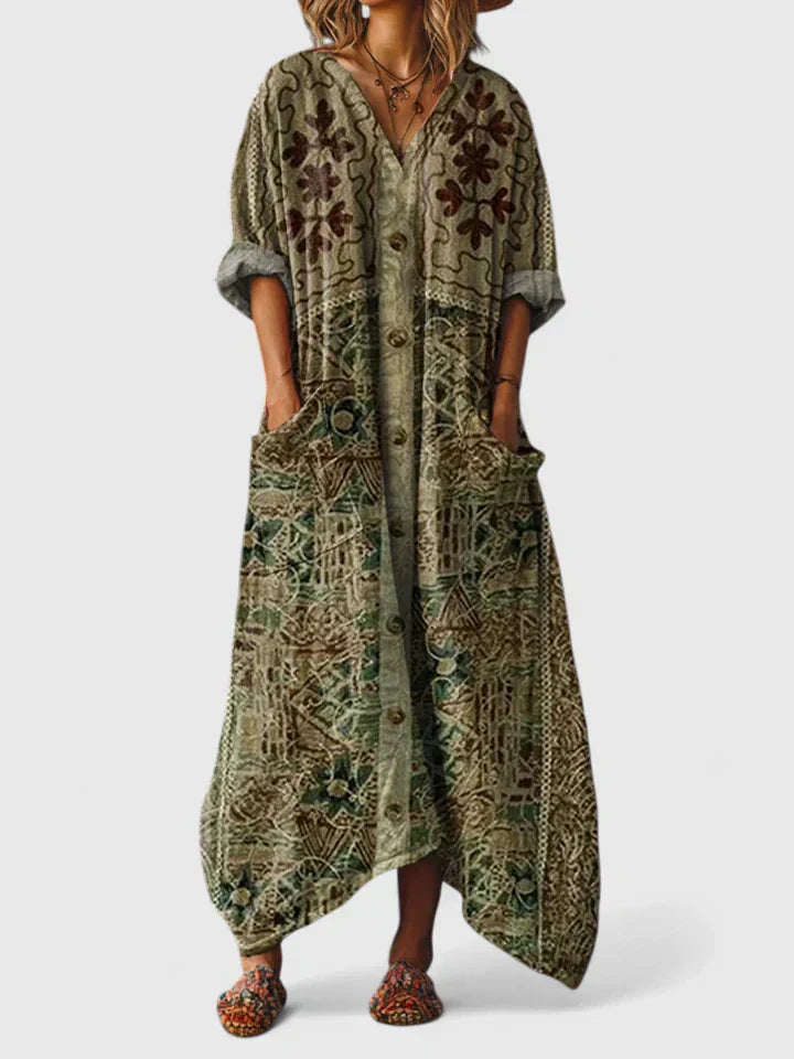 Elodie | Embroidered Relaxed Midi Dress