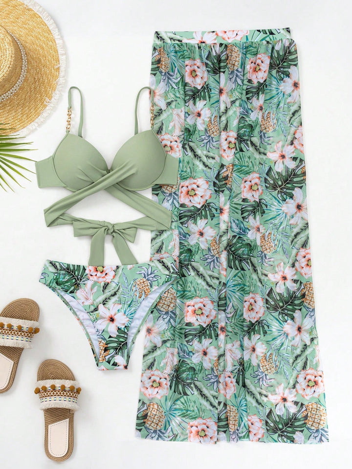 Elaine | High support high waist set with matching cover up