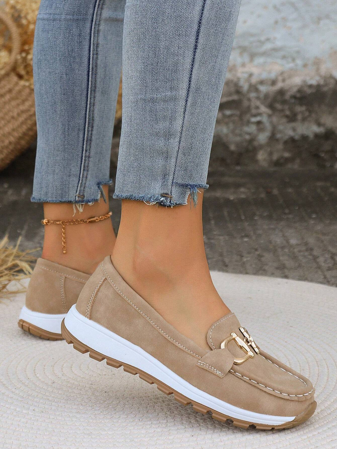 Eloise flat buckle moccasins for women