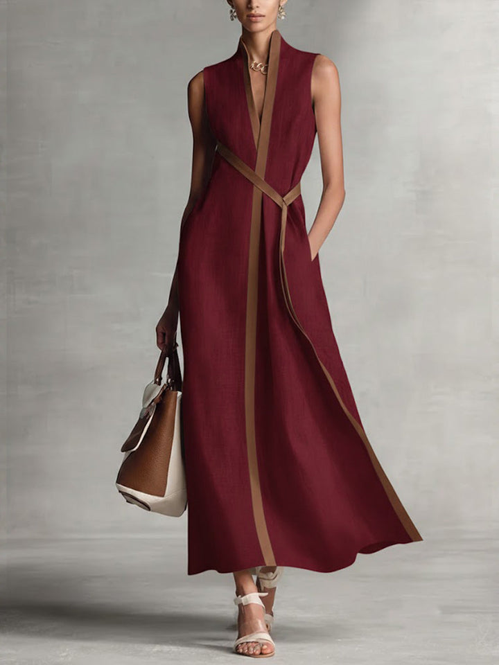 Colette | Belted V-Neck Midi Dress