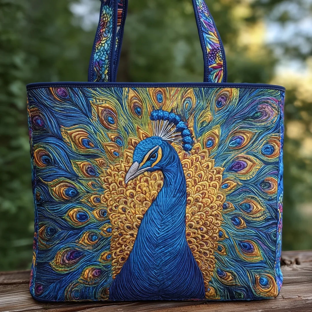 Royal Peacock quilted tote for women
