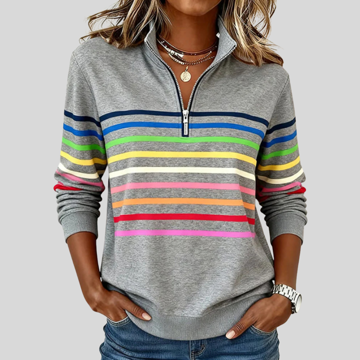 Prismeta striped quarter-zip sweatshirt for women