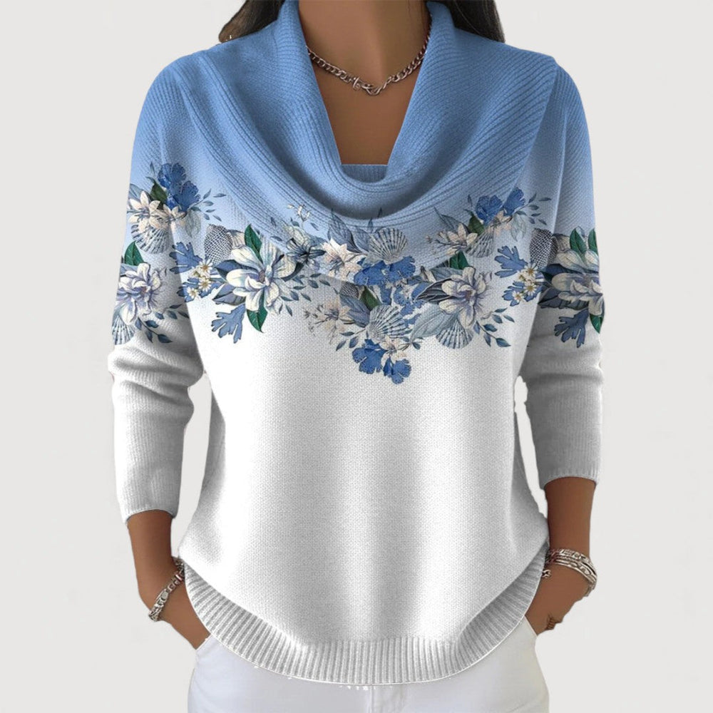 Albina floral roll-neck cotton sweater for women