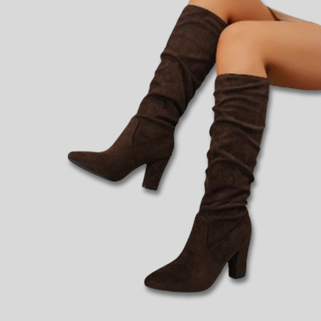 Camille slouch block heel boots for women