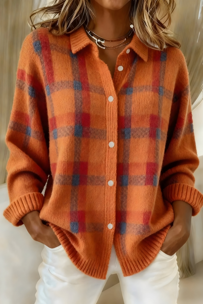 Candela checked shirt cardigan for women