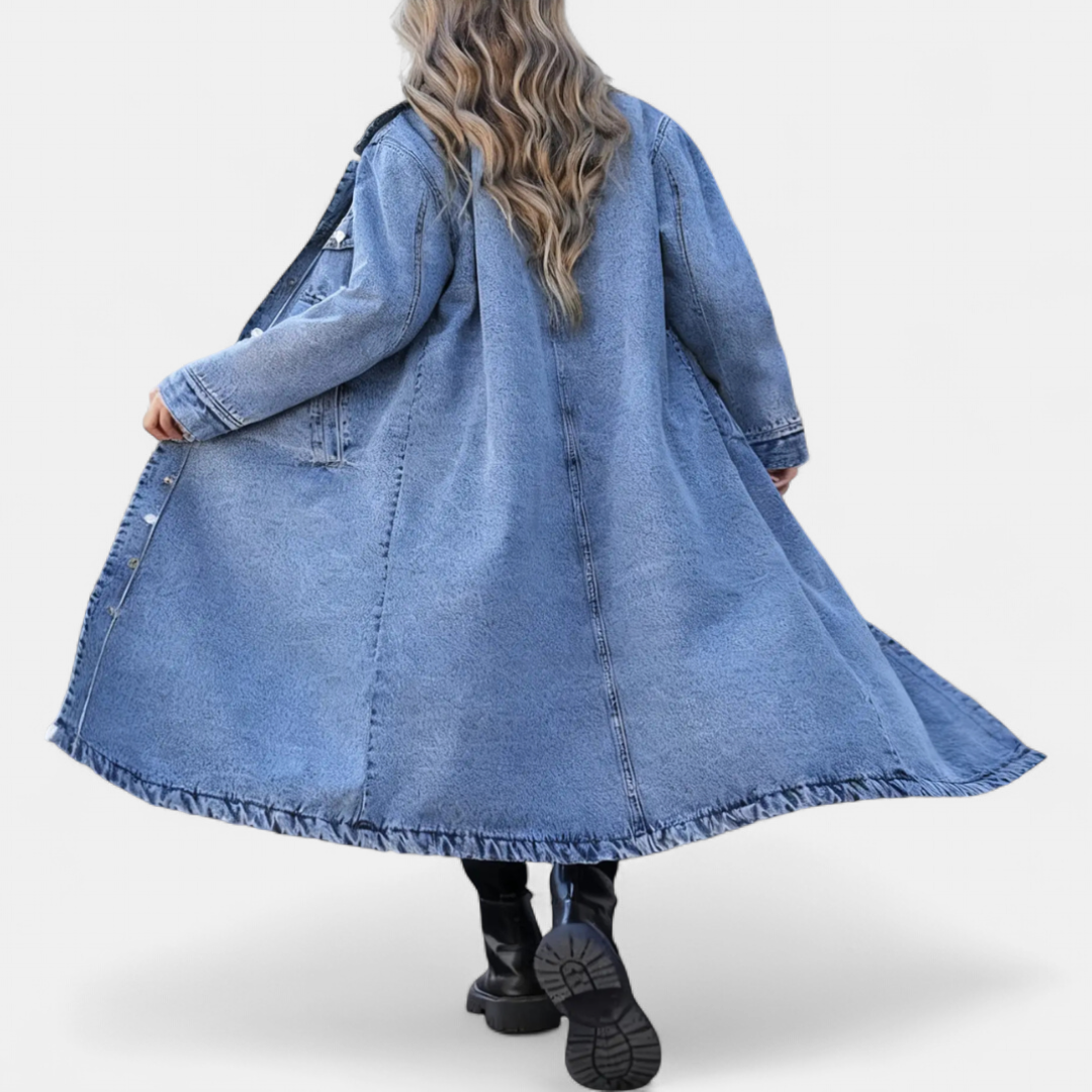 Rowena oversized long denim coat for women
