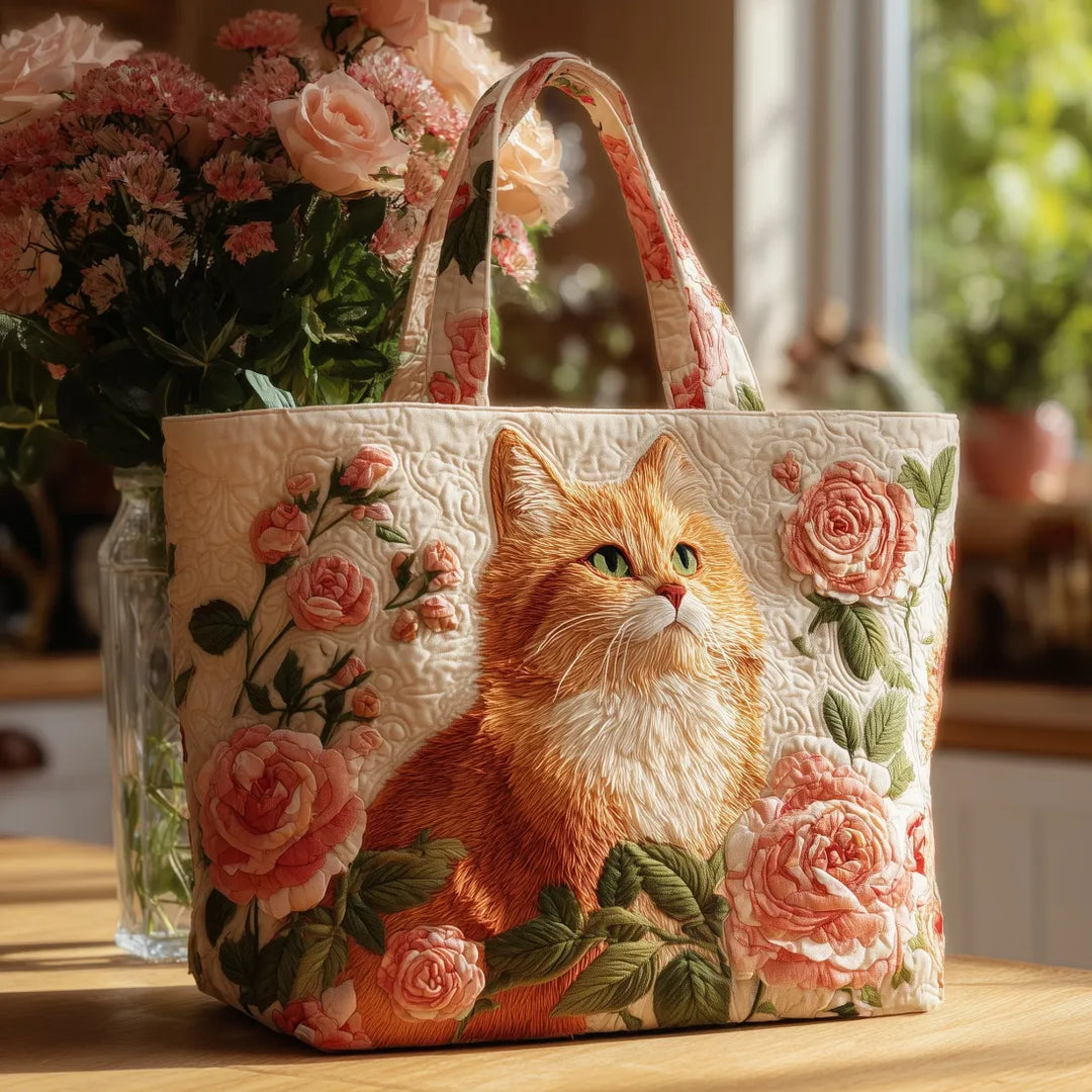 Ginger Cat &amp; Roses handmade quilted tote for women