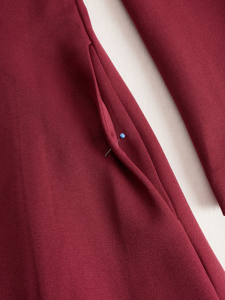 Elegant Band Collar Button-Down Midi Dress With Belt