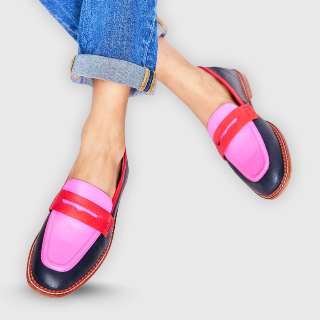 Frances two-tone contrast moccasins for women