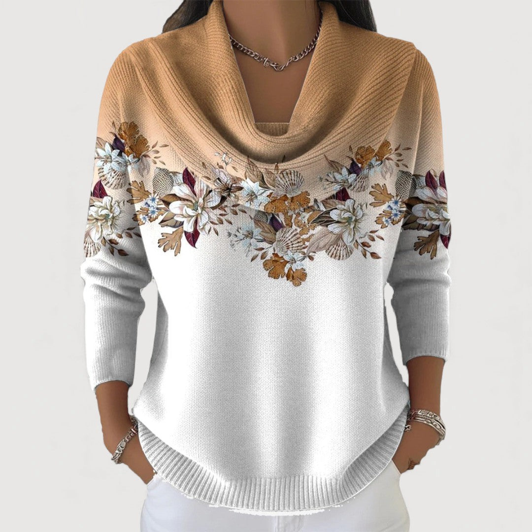 Albina floral roll-neck cotton sweater for women