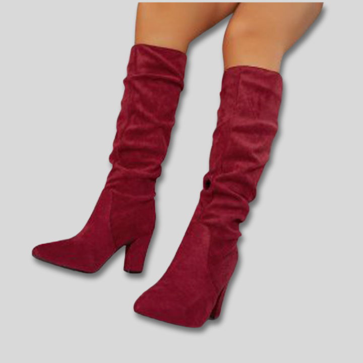 Camille slouch block heel boots for women