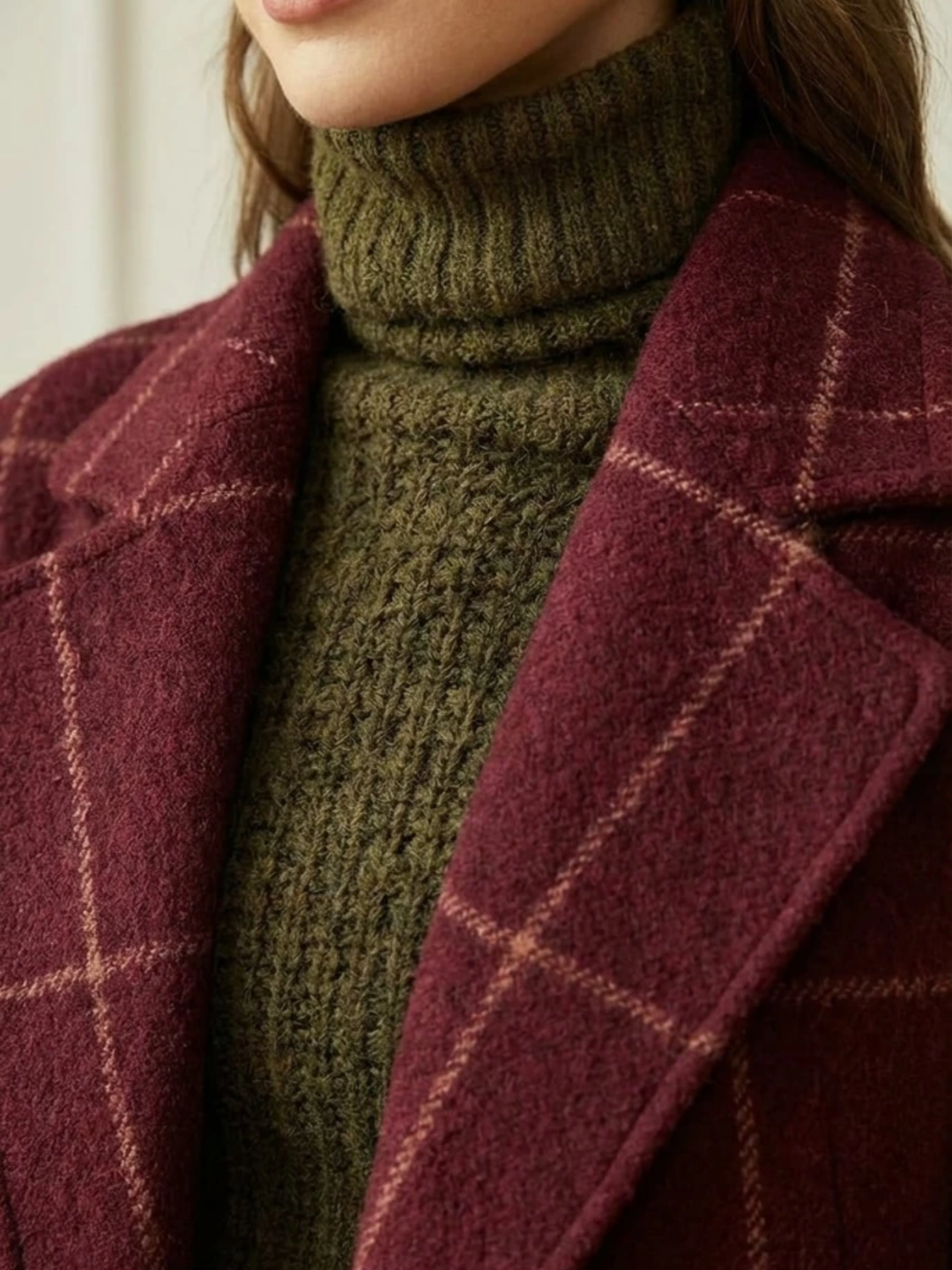 Elowen plaid wool-blend long coat for women