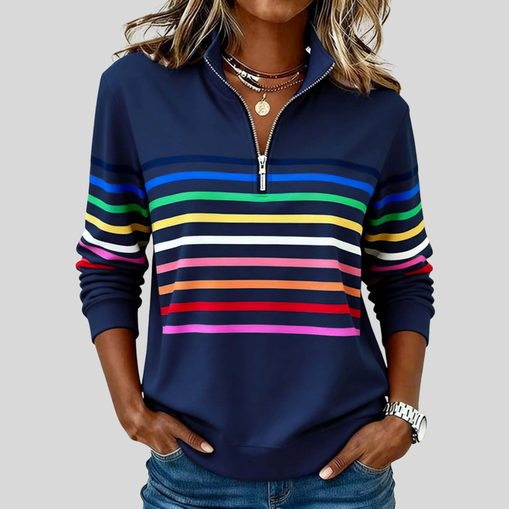 Prismeta striped quarter-zip sweatshirt for women
