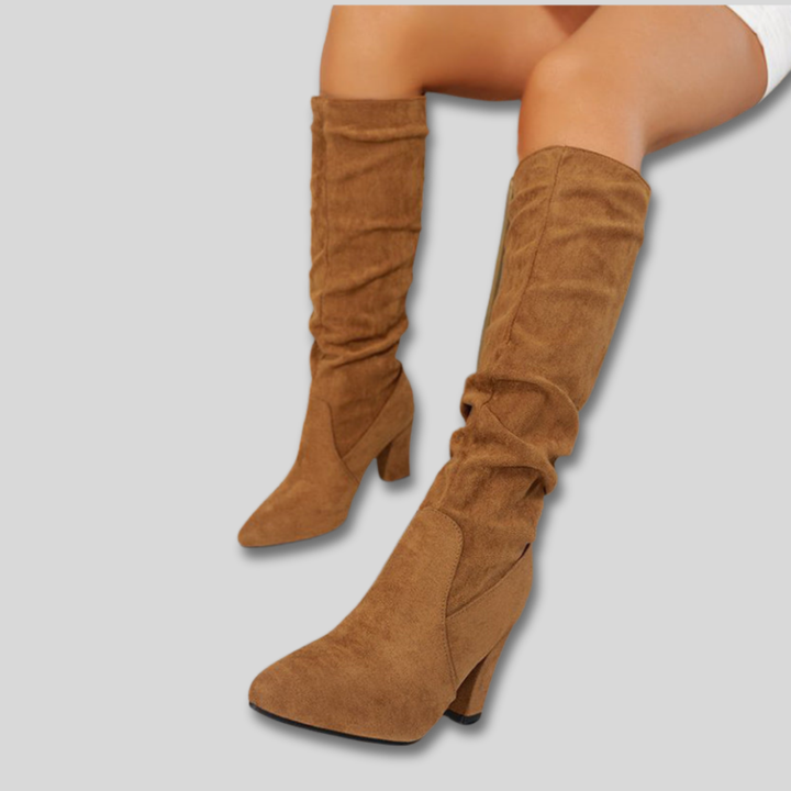 Camille slouch block heel boots for women