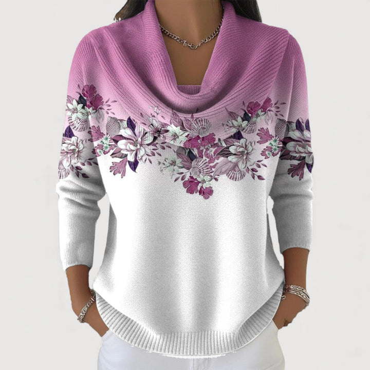 Albina floral roll-neck cotton sweater for women