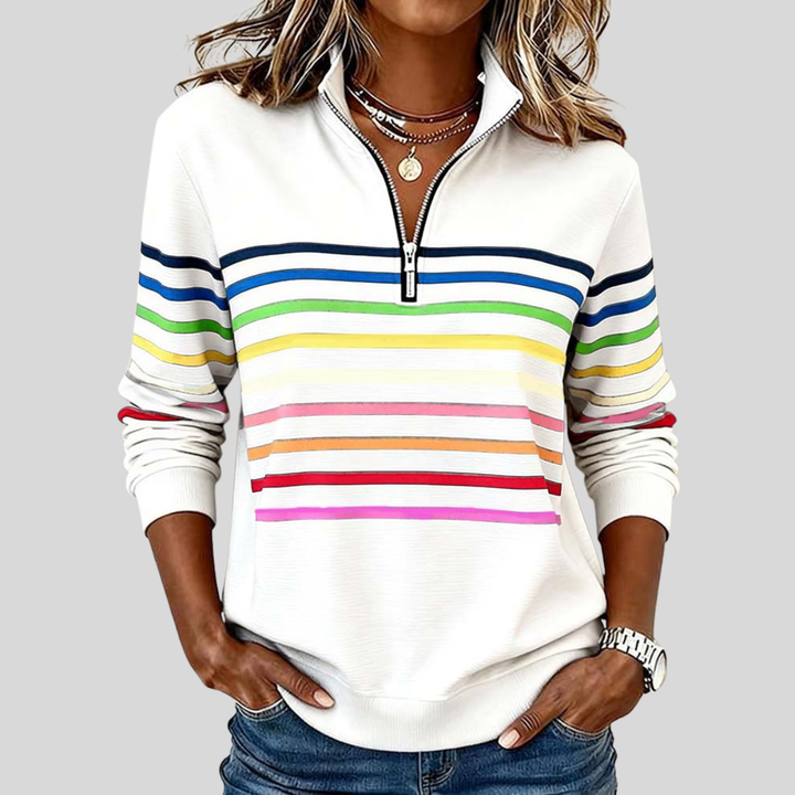 Prismeta striped quarter-zip sweatshirt for women