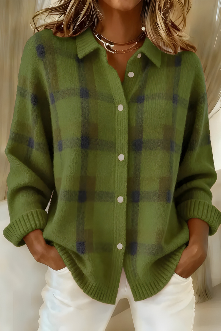 Candela checked shirt cardigan for women