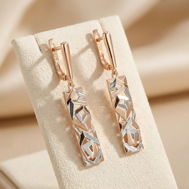 Rectangular Gold &amp; Silver Earrings