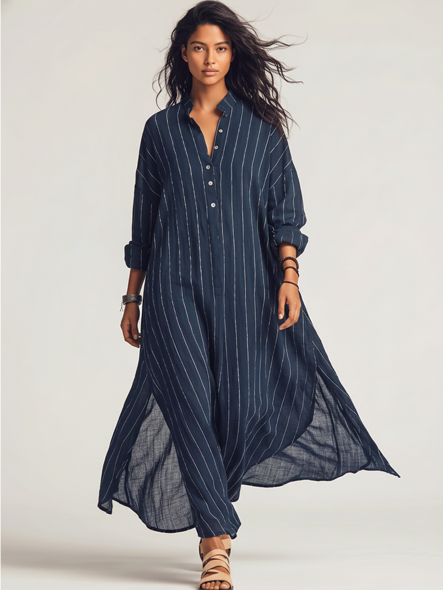 Marina | Striped Chiffon Maxi Dress