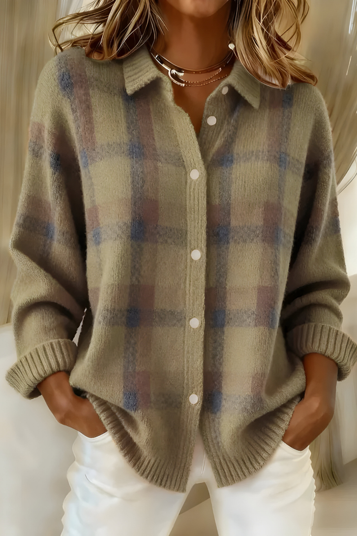 Candela checked shirt cardigan for women