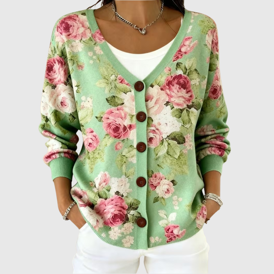 Olga button-front knit jacket for women