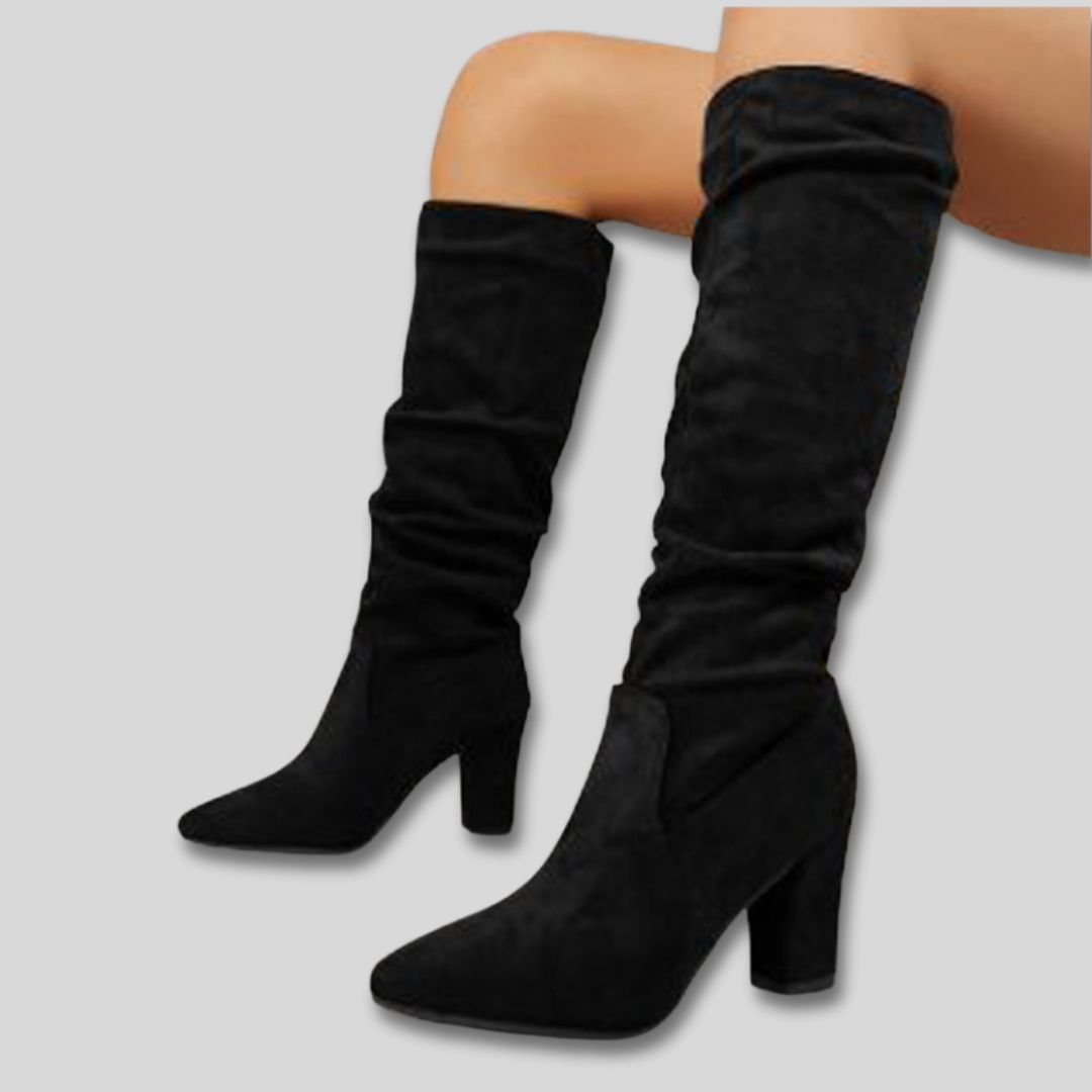 Camille slouch block heel boots for women