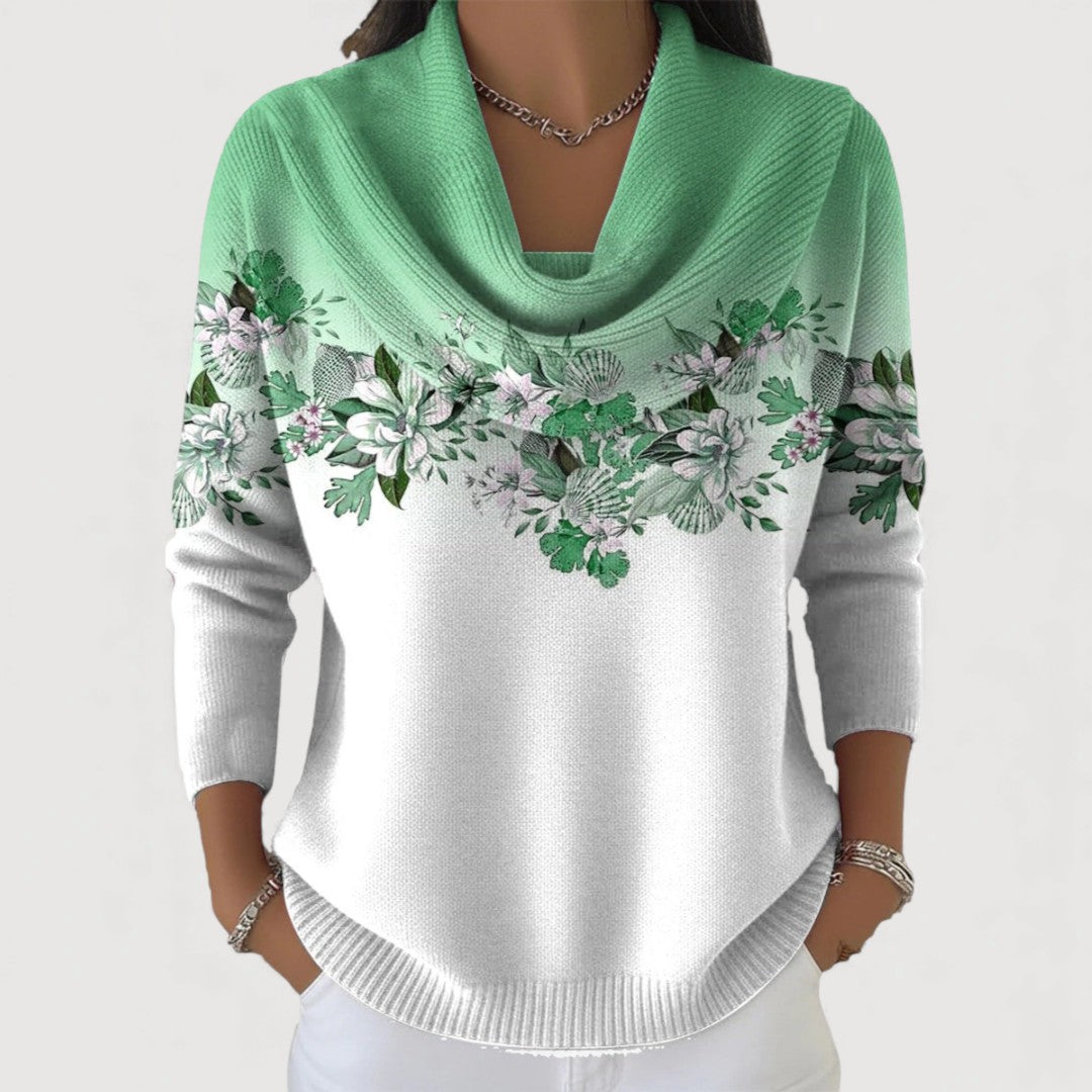 Albina floral roll-neck cotton sweater for women