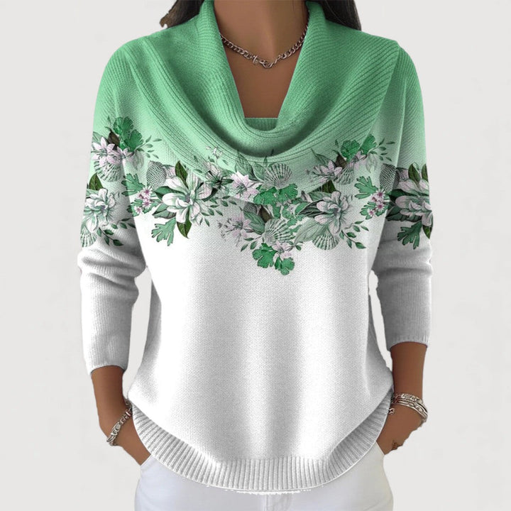 Albina floral roll-neck cotton sweater for women