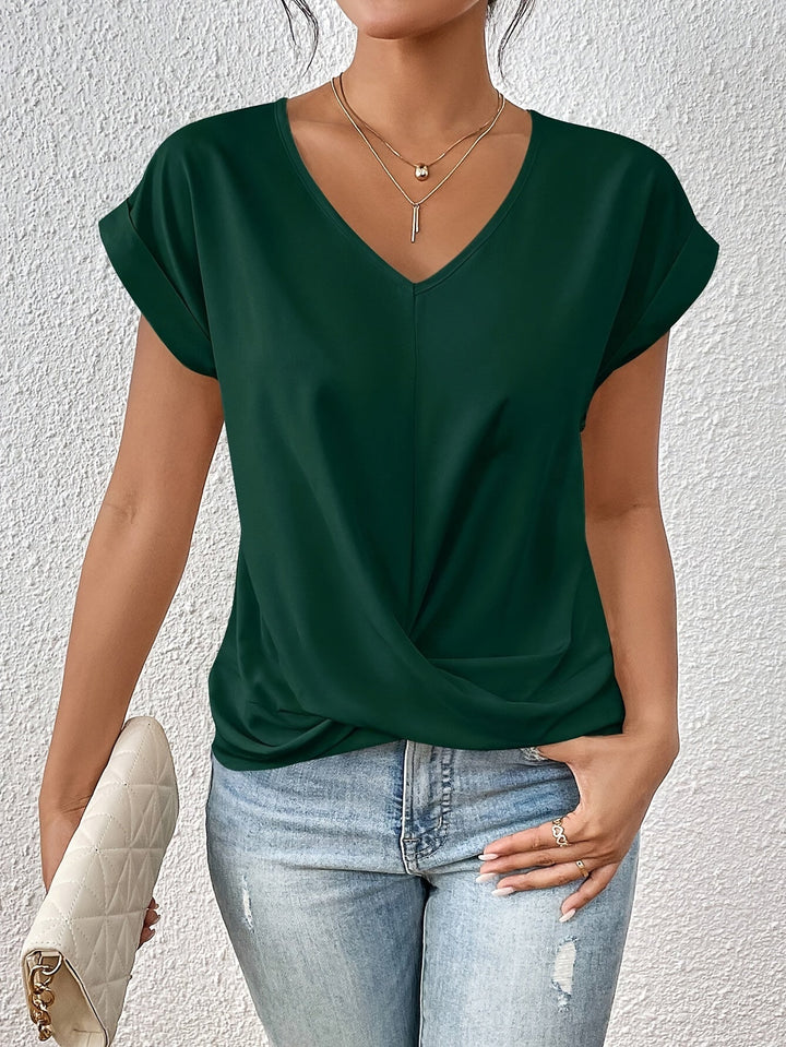 Yasmine | V-Neck Bow Drape Top