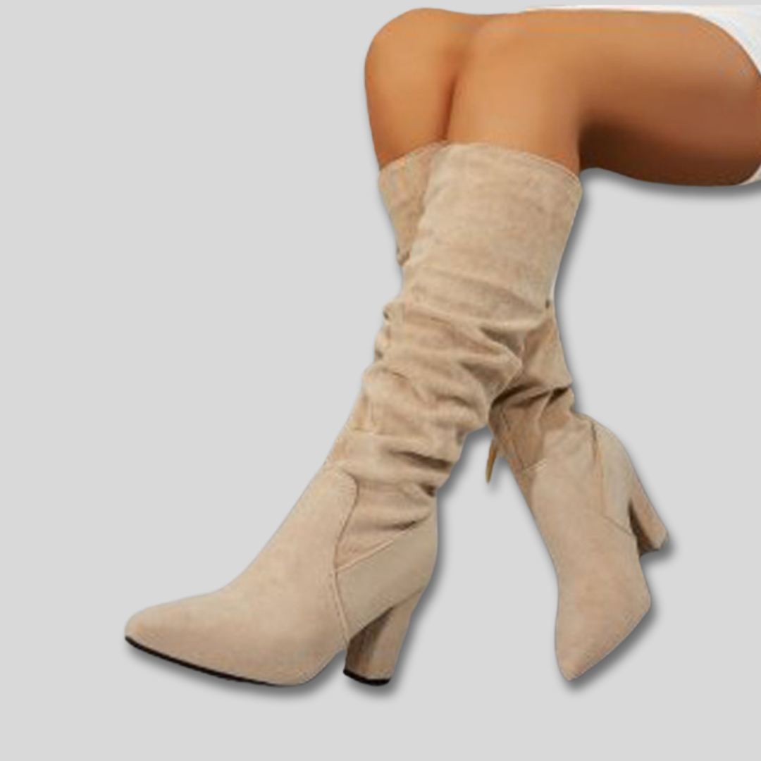 Camille slouch block heel boots for women