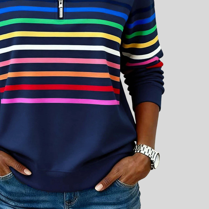 Prismeta striped quarter-zip sweatshirt for women