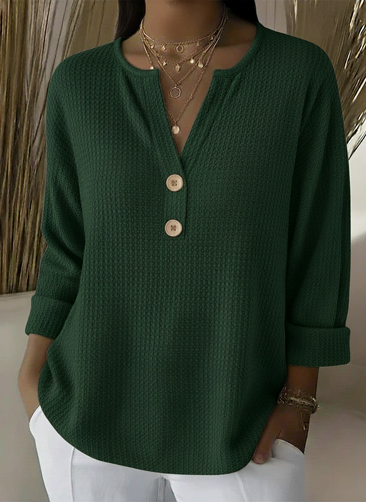 Lucia waffle henley top for women