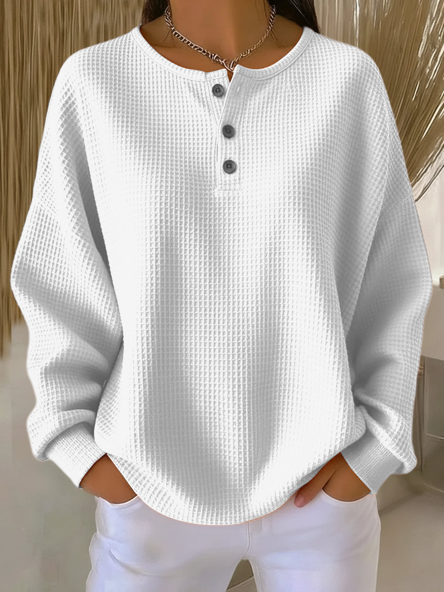 Marlowe waffle henley sweatshirt for women