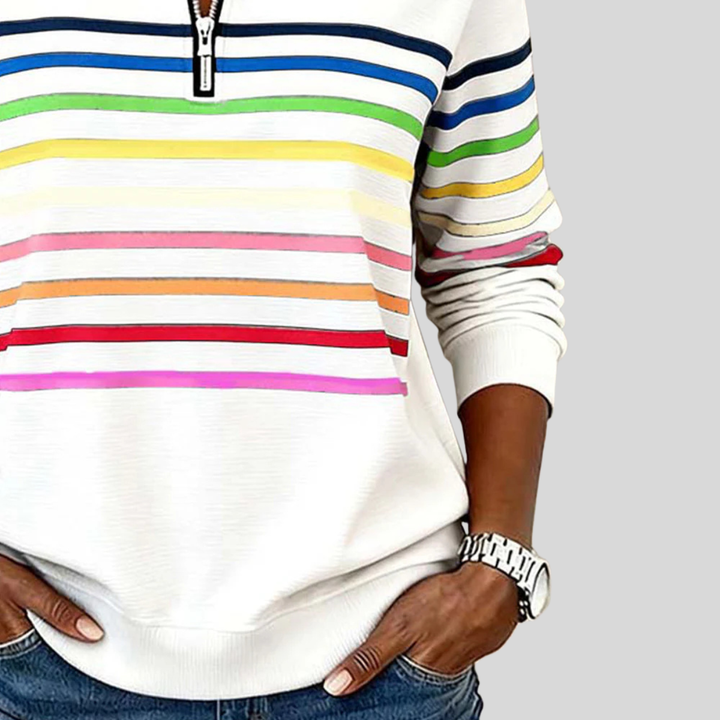 Prismeta striped quarter-zip sweatshirt for women