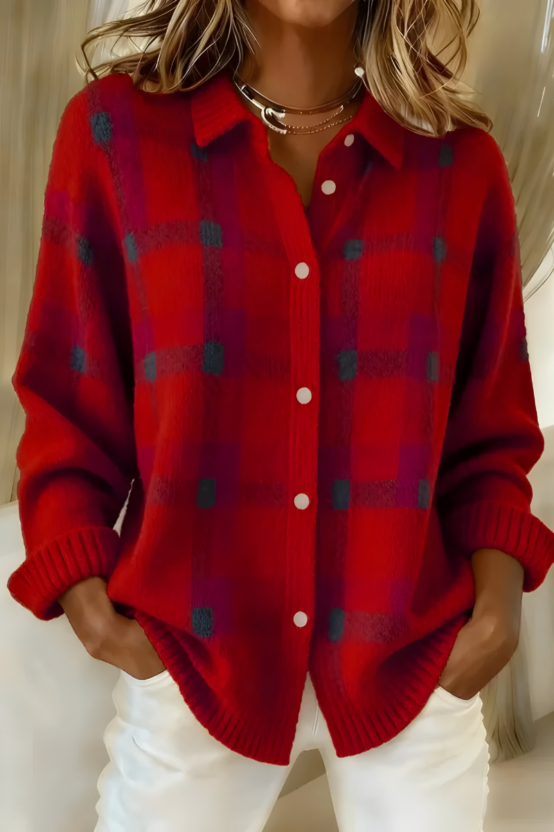 Candela checked shirt cardigan for women