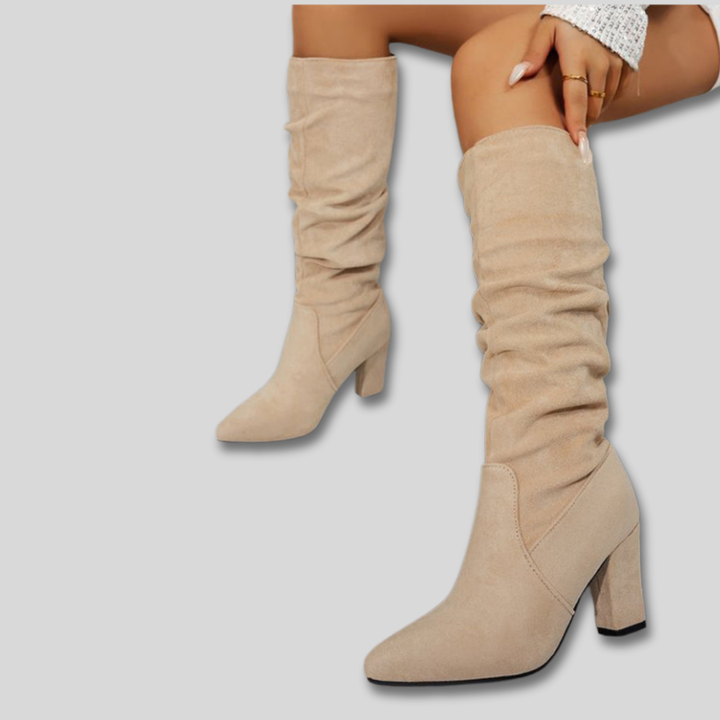 Camille slouch block heel boots for women