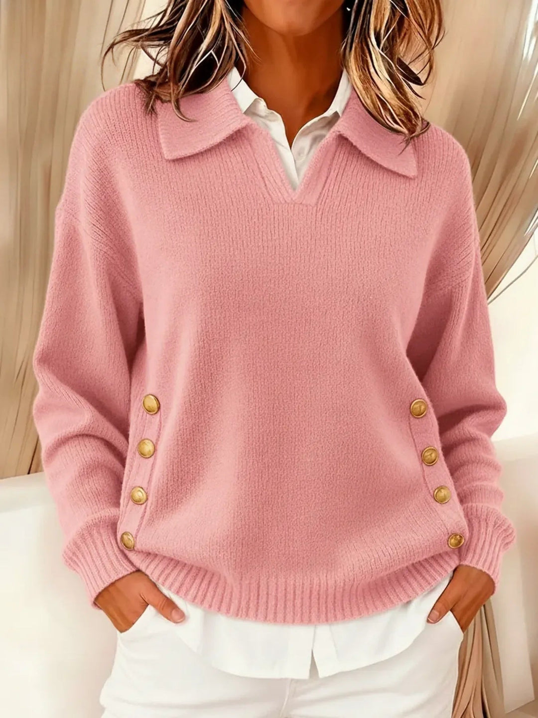 Vicenta button polo sweater for women