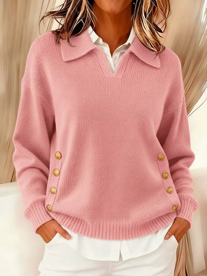 Vicenta button polo sweater for women