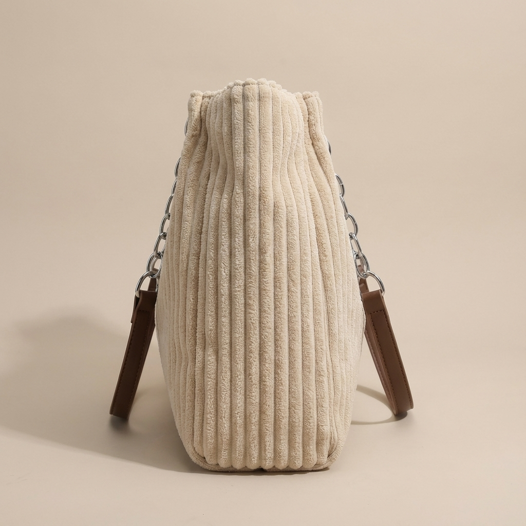 The Corduroy Tote Cream - Classic Elegance Reimagined