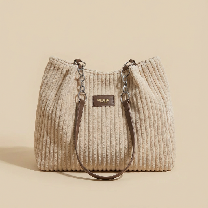 The Corduroy Tote Cream - Classic Elegance Reimagined
